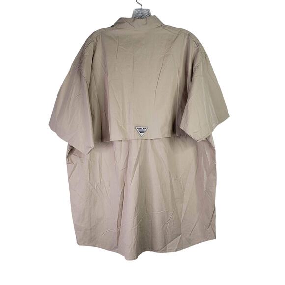 Columbia Shirt PFG Men's Large Beige Button Up Short Sleeve Vented Fishing - Picture 3 of 11